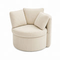 Round Fabric Lounge Chair Beige 85cm Diameter