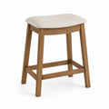 Linen Upholstered Oak Wood Bar Stool