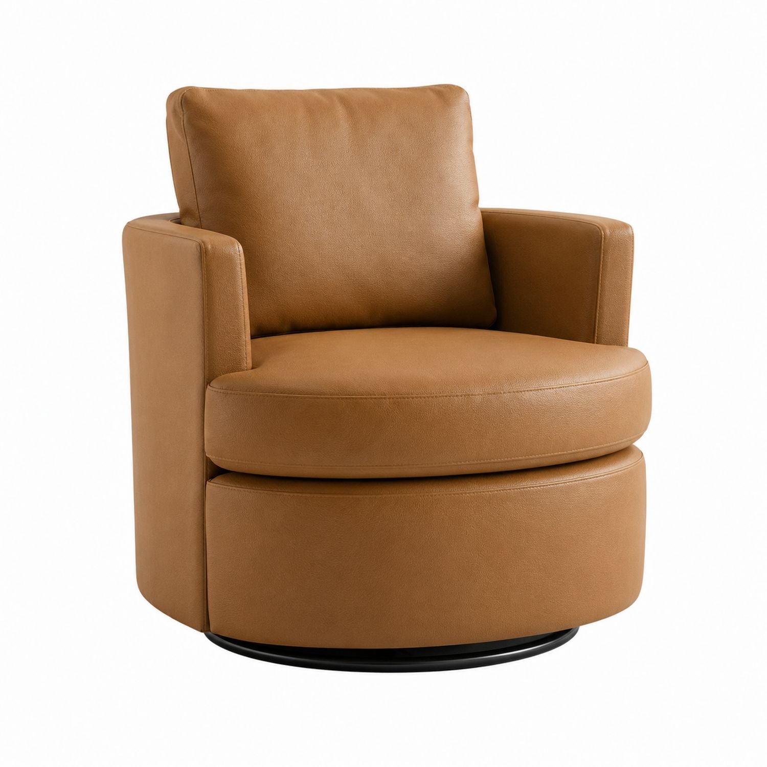Swivel Faux Leather Chair Brown 76cm High