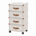 4-Drawer Fabric Storage Dresser with Faux Leather Handles and Casters, Beige