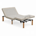 Adjustable Bed Base with Fabric Upholstery and Wood Legs Beige Metal Frame 200cm x 150cm