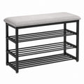Steel Frame Entryway Bench with Gray Polyester Cushion