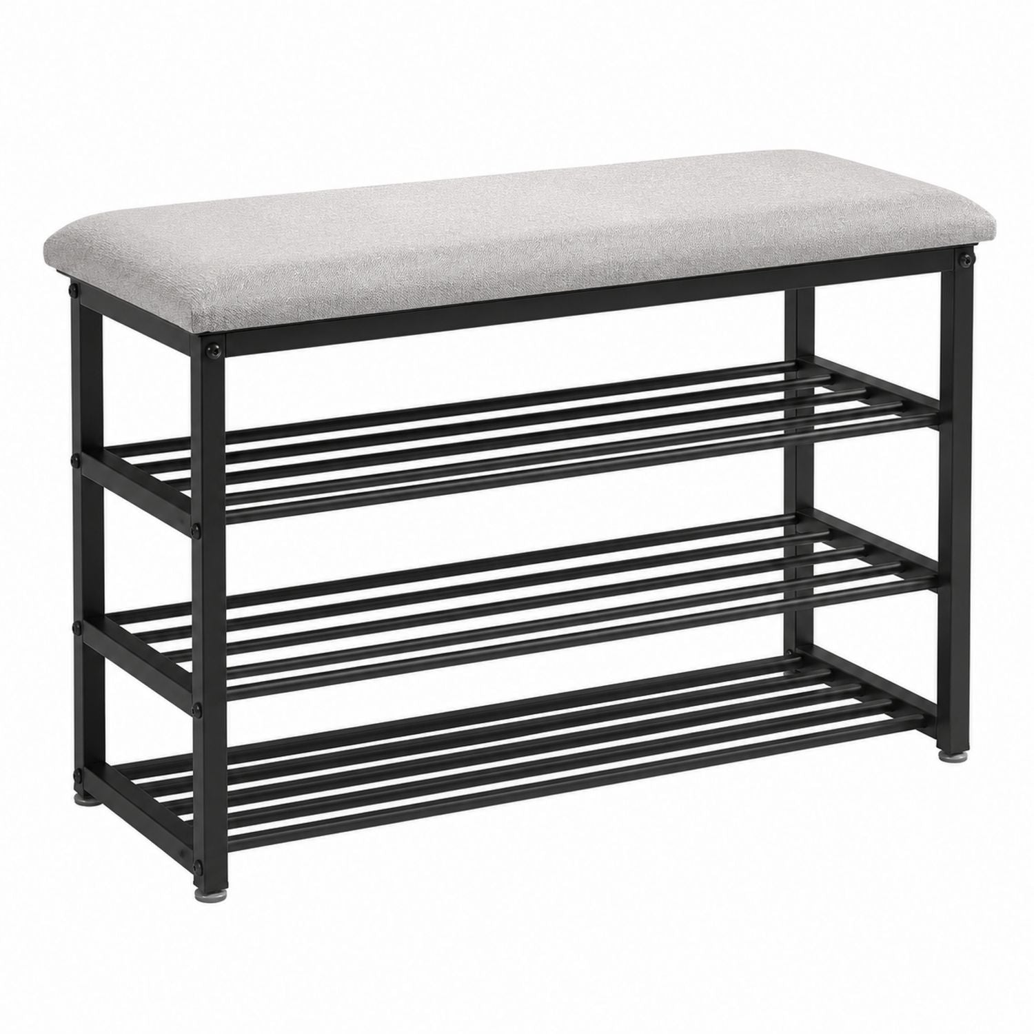Steel Frame Entryway Bench with Gray Polyester Cushion