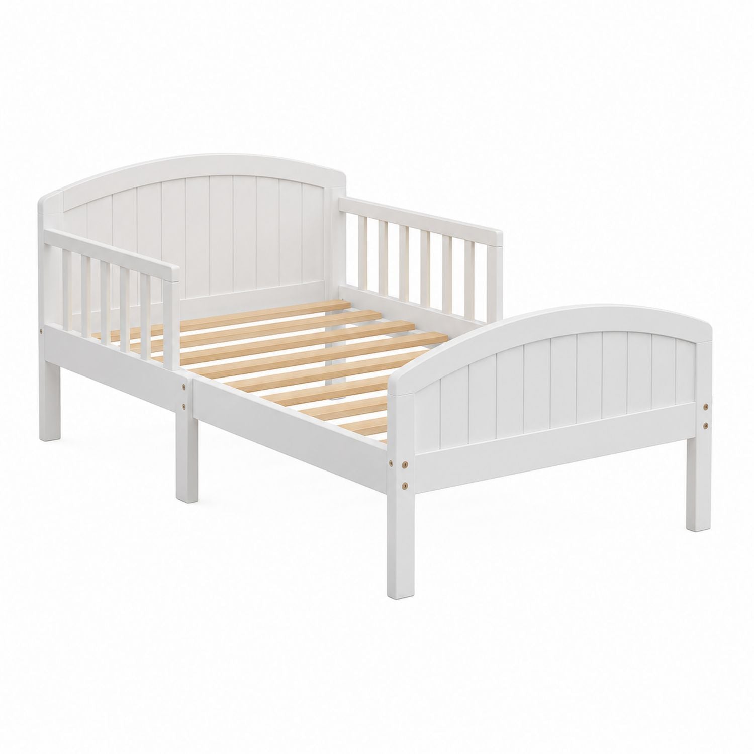 Wooden Toddler Bed Frame with Safety Rails White 144cm