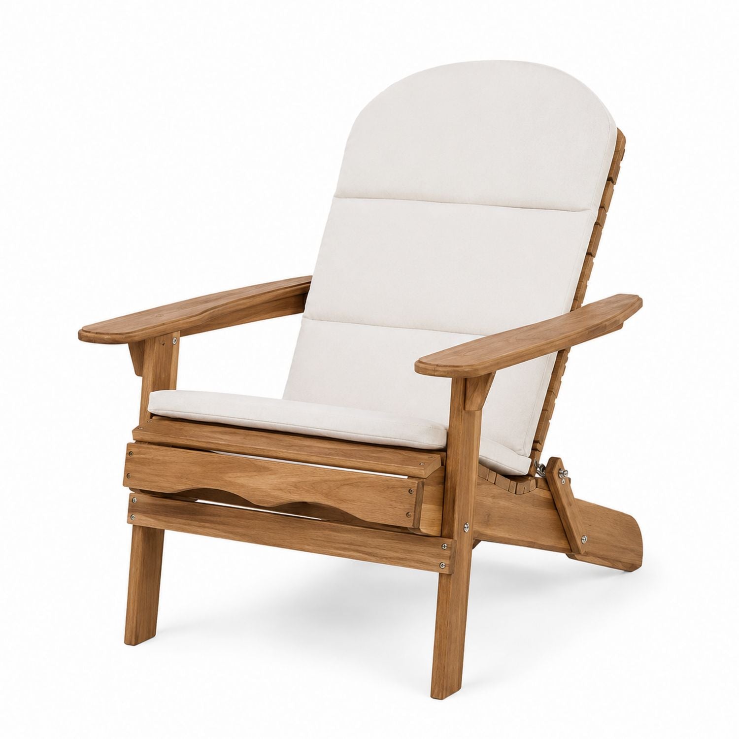 Teak Adirondack Chair with Beige Cushion