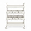 Metal Utility Cart with Drawers White 3-Tier 88x40x76 cm