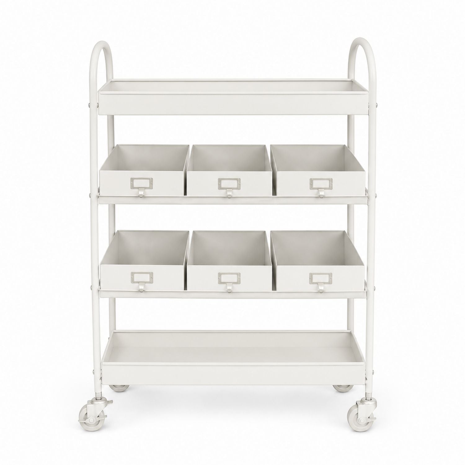 Metal Utility Cart with Drawers White 3-Tier 88x40x76 cm