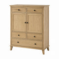 Oak Wood Dresser with 5 Drawers and Cabinet