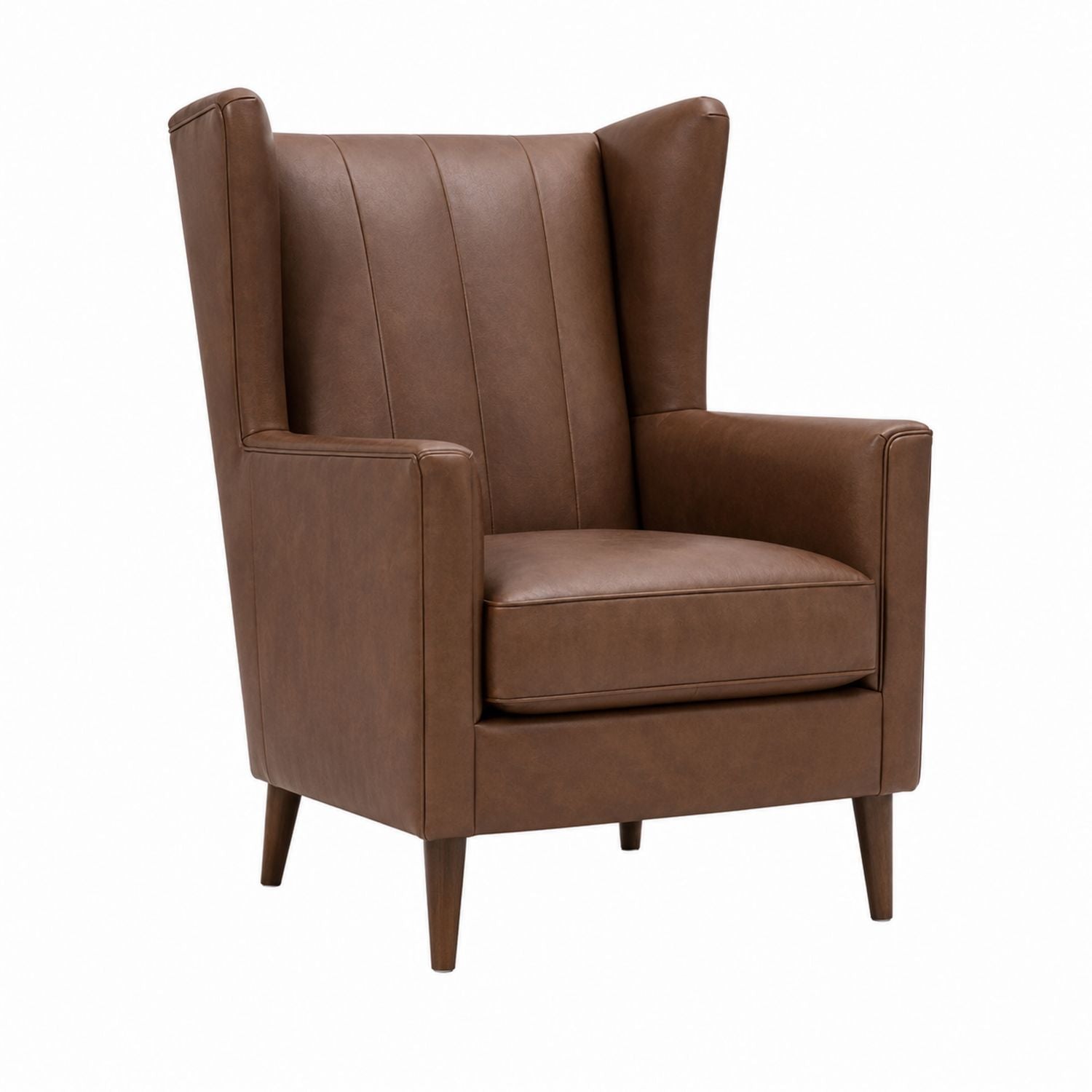 Brown PU Leather Wingback Chair with Removable Cushion 100cm