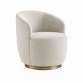 Swivel Fabric Lounge Chair with Brass Base Beige