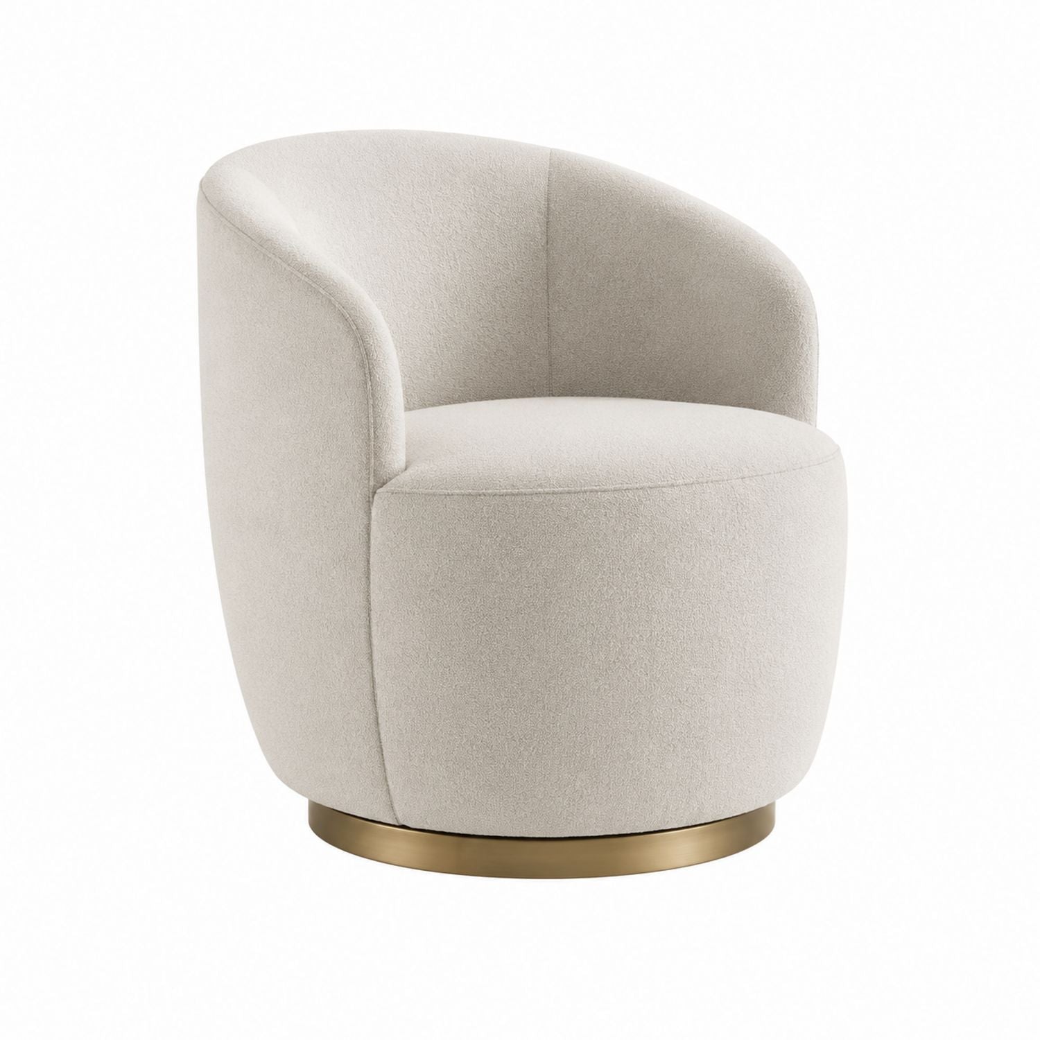 Swivel Fabric Lounge Chair with Brass Base Beige