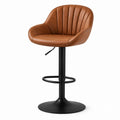 Adjustable PU Leather Bar Stool with Black Metal Base