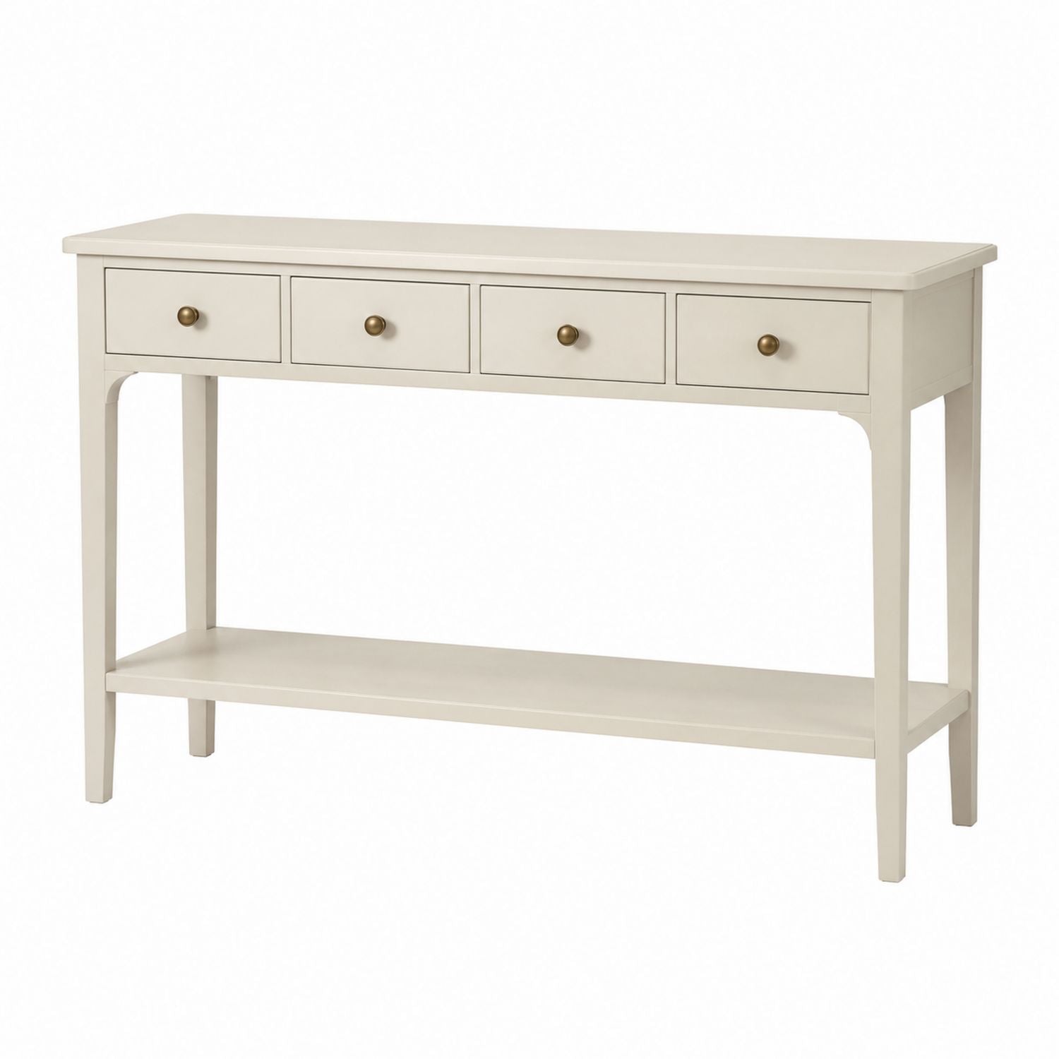 Wood Console Table with 4 Drawers and Shelf Cream 120x35x84cm