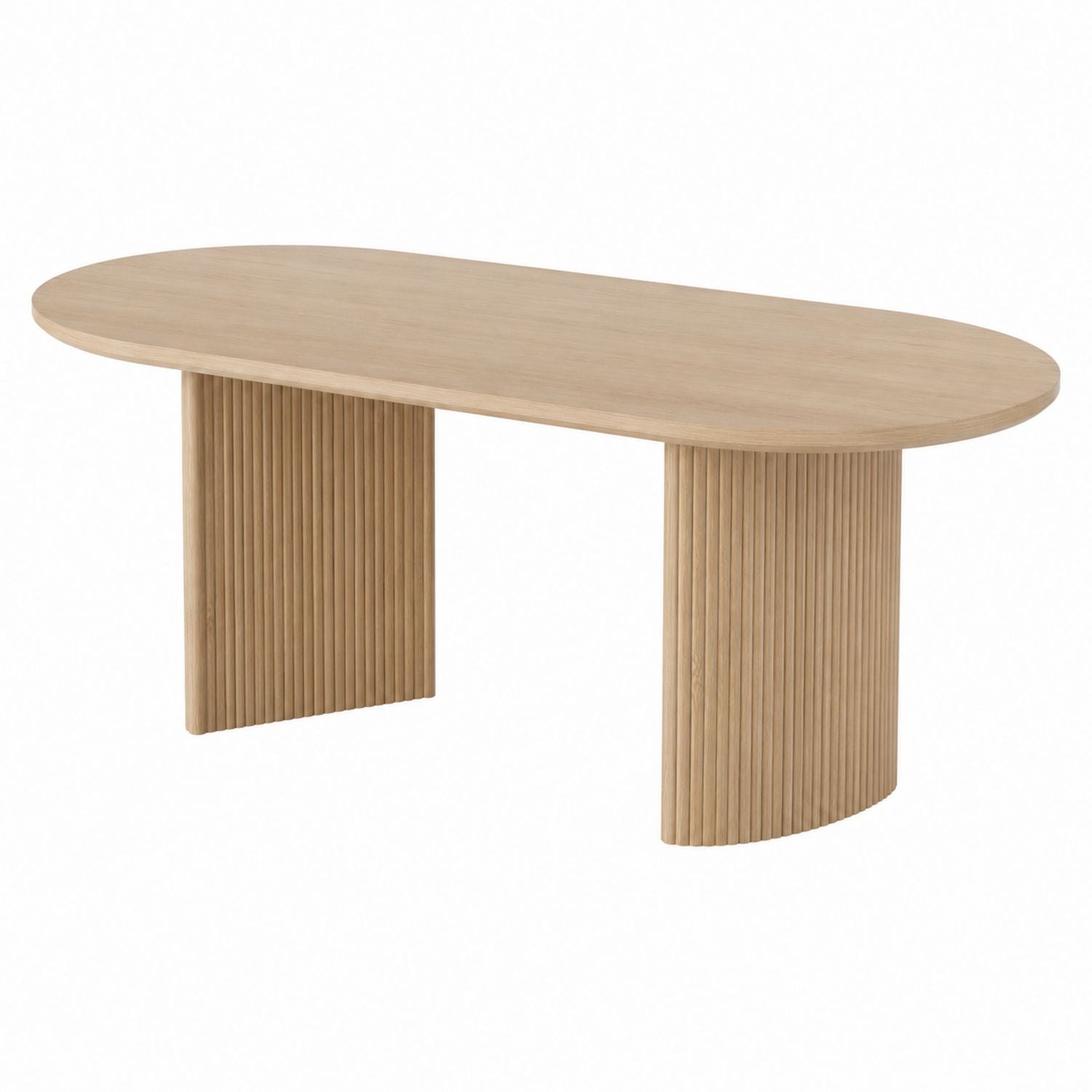 Oval Wood Dining Table with Ribbed Base 200cm