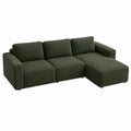 Sectional Sofa Upholstered in Polyester Fabric Olive Green L-Shaped 118x63x33.5in