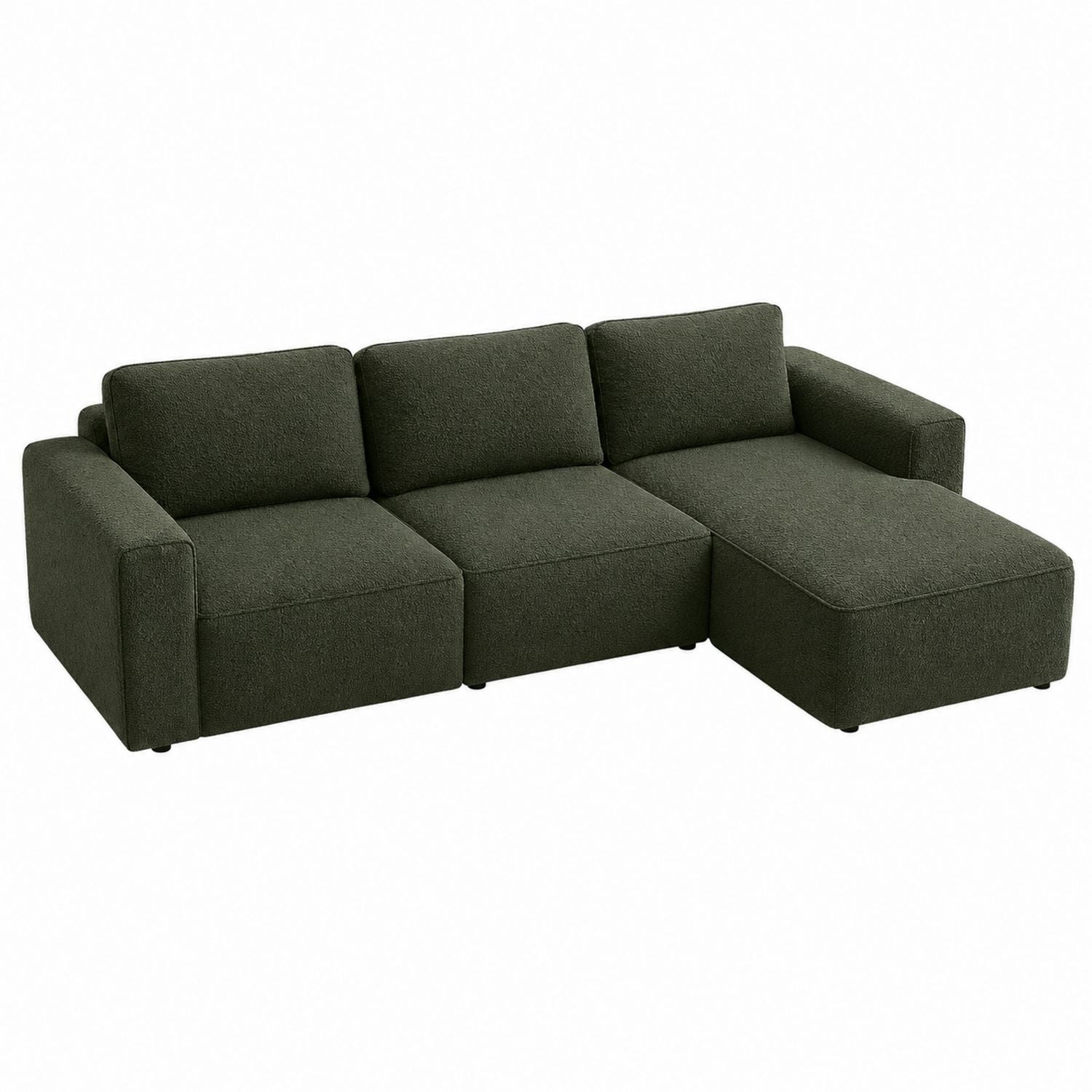 Sectional Sofa Upholstered in Polyester Fabric Olive Green L-Shaped 118x63x33.5in