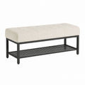 Beige Upholstered Bench with Metal Frame 120cm