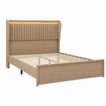 Wood Queen Size Bed Frame with LED Headboard