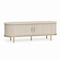 Oval Beige MDF and Particleboard TV Stand with Gold Steel Legs 180cm