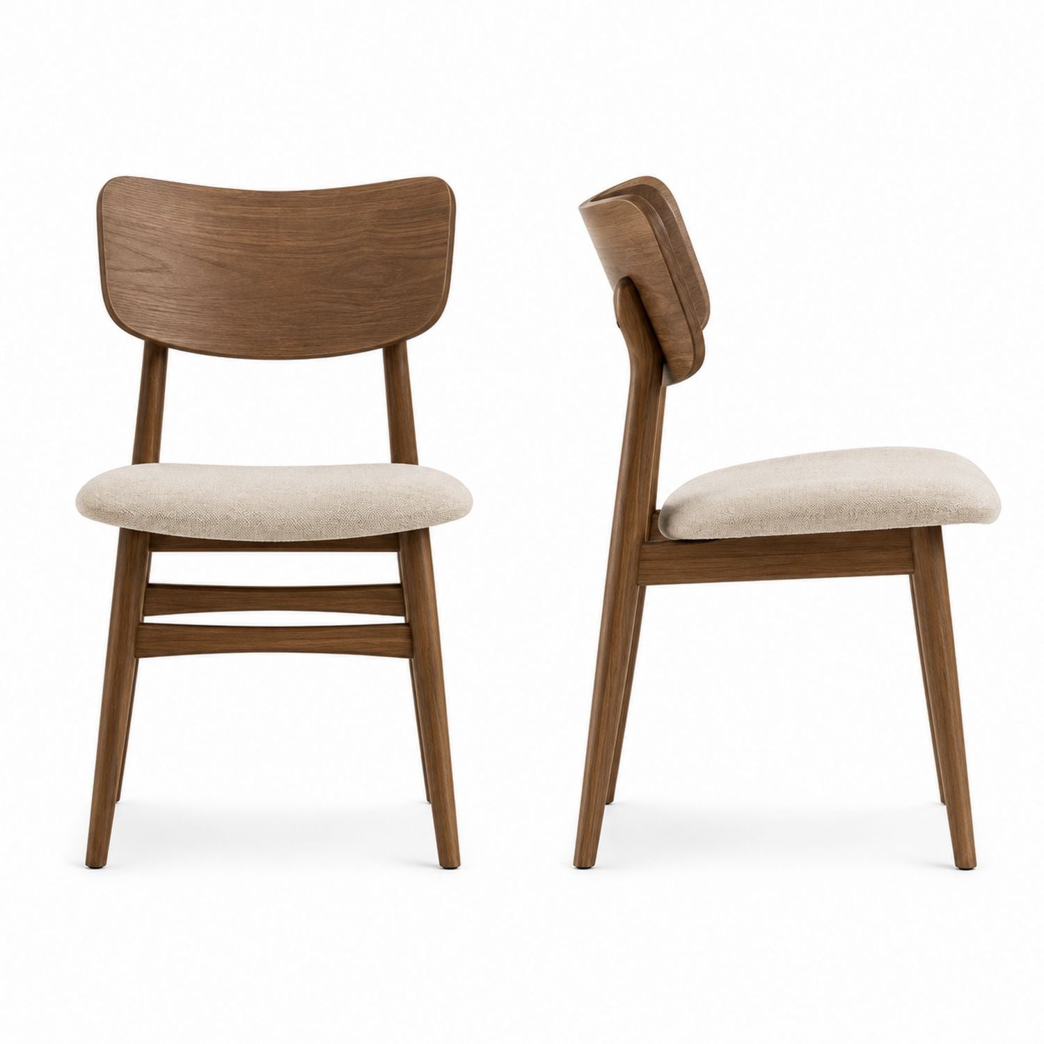 Wood Dining Chair Set with Fabric Cushion